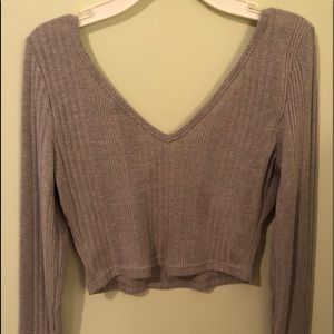 SHEIN ribbed long sleeve crop top